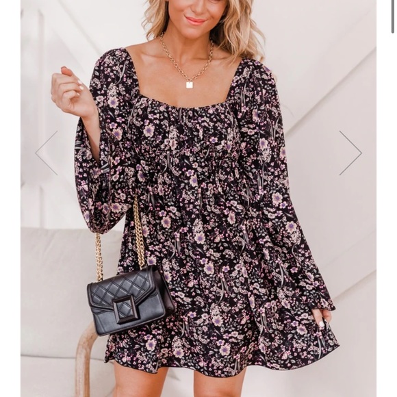 Pink Lily Dresses & Skirts - Pink Lily Black Floral Dress Size S